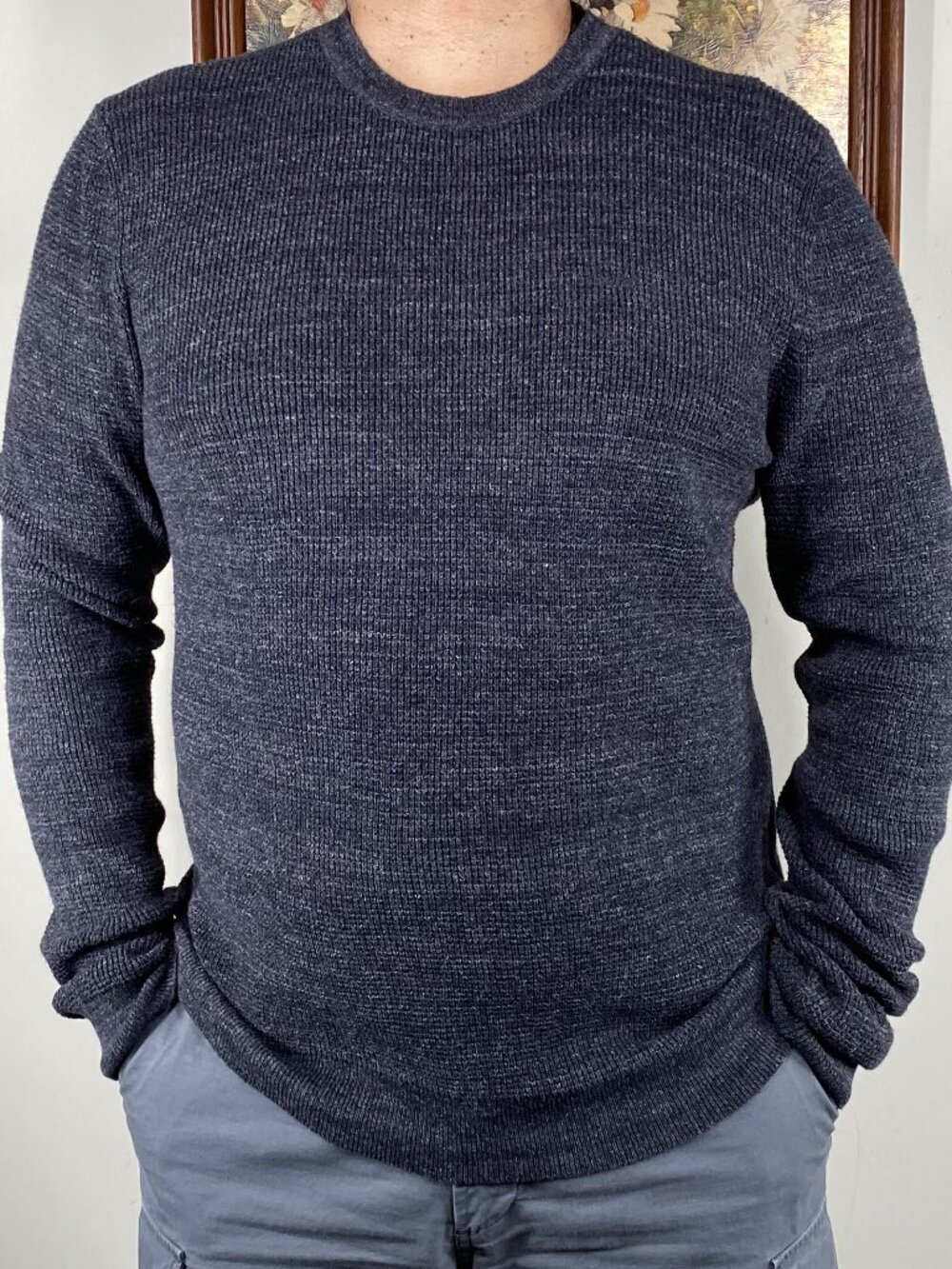 Michael Kors Crew Neck Melange Knit Sweater Men's Large Gray Pullover Casual